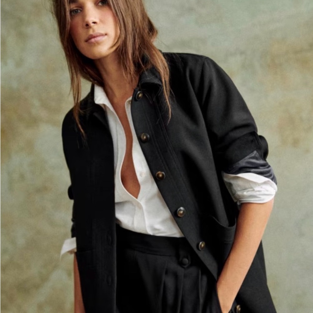 Sezane Will Black Button-Front Women's Jacket, Small